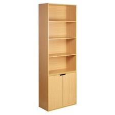 6 Tier Wooden Bookcase Bookshelf with Doors Storage Cabinet Office Shelving Rack