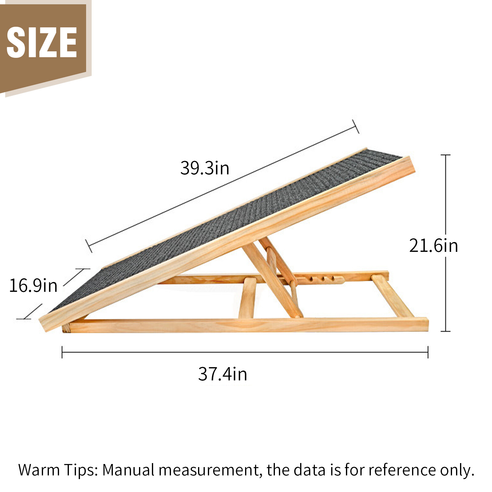 Pet Cat Dog Stair Ramp Adjustable Folding Wooden Ramp Steps for Bed Car