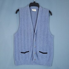 Puritan Sportswear Youth Wool Vest Sleeveless Button Front Blue Size L