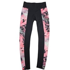 Athleta Women's Small Chaturanga Black Pink Floral Yoga Athletic Leggings