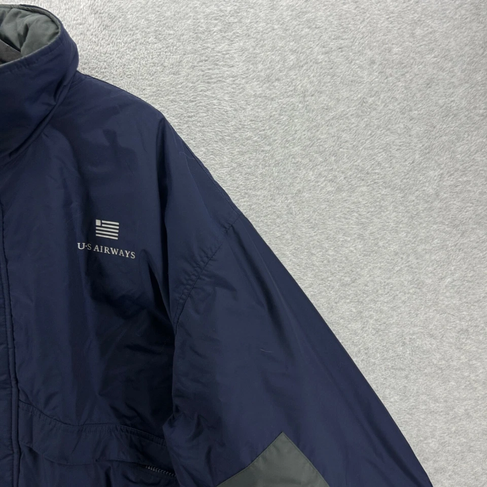 Abrigo US Airways Adulto Talla 2XL Azul Gris Protector de Desgaste Aislado Puffer Capucha Cremallera Foto 3 de 4