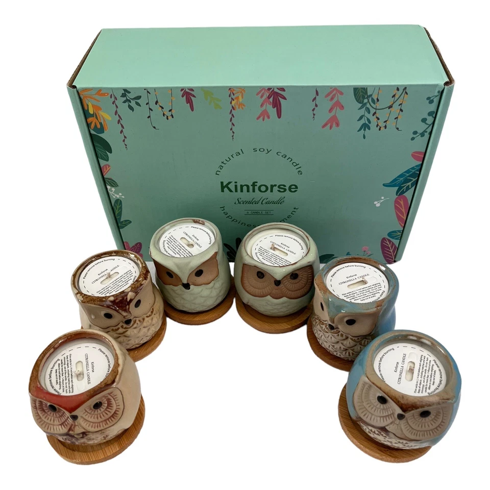 Set of 6 Owls Natural Citronella Soy Candles Kinforse Scented Aromatherapy Gift - Image 3 of 4