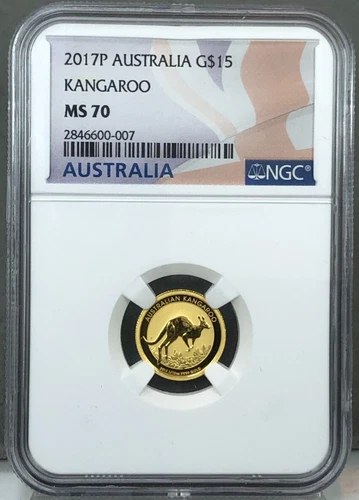 2017 P $15 Australia Kangaroo Gold NGC MS 70 ~ 1/10 oz .9999 Gold Coin