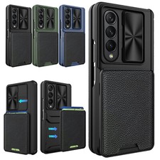 For Samsung Galaxy Z Fold 6/5/4 Full Body Hybrid Card Holder Slide Camera Case