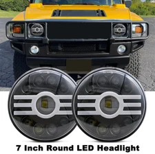 For Hummer H2 2003-2009 Pair 7" inch Round LED Headlight High Low Beam DRL Lamp