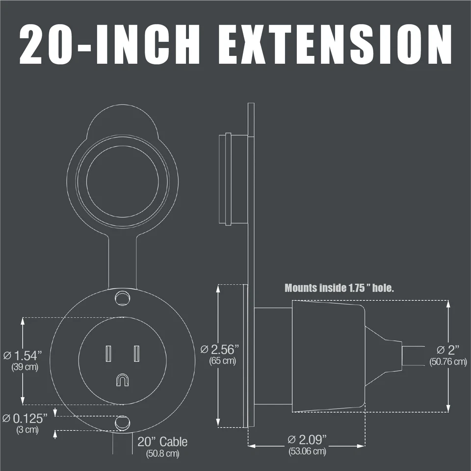 Remolque 15A 110V 120V RV Marina Power Brida Puerto de Entrada Enchufe Blanco Negro GCP1 Foto 4 de 4