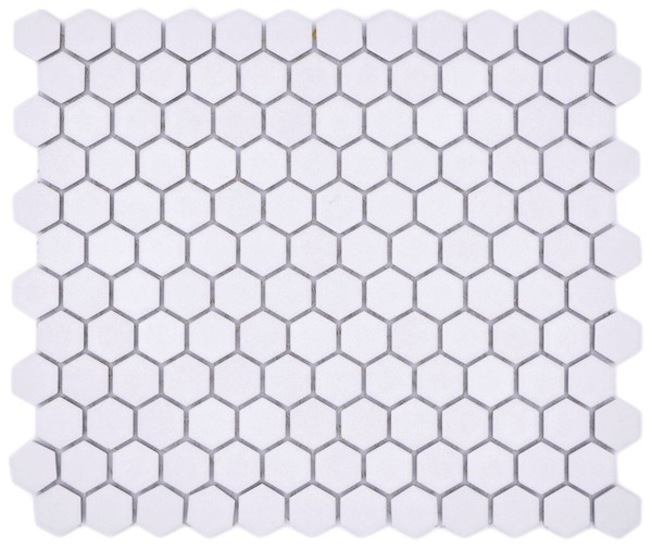 Keramikmosaik Hexagon Weiß Matt R10B Wand 11H-0101-R10 I 10 Mosaikmatten-image