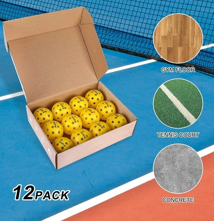 40-Hole Durable Pickleball Balls Set of 12 with Carry Bag - Yellow - Fast Shipping 40-Hole Durable Pickleball Balls Set of 12 with Carry Bag - Yellow - Fast Shipping