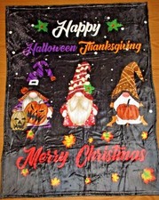 Gnome Holiday Throw Blanket Christmas Thanksgiving Halloween Pet Size Small Dog