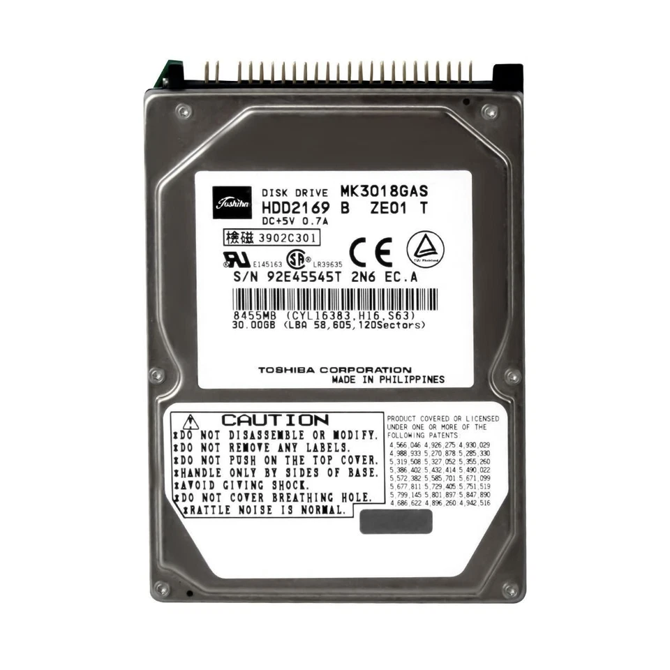 Hard Drive Toshiba 30GB MK3018GAS 4200RPM 2MB ATA / IDE HDD2169 2.5" Inch - Image 3 of 3
