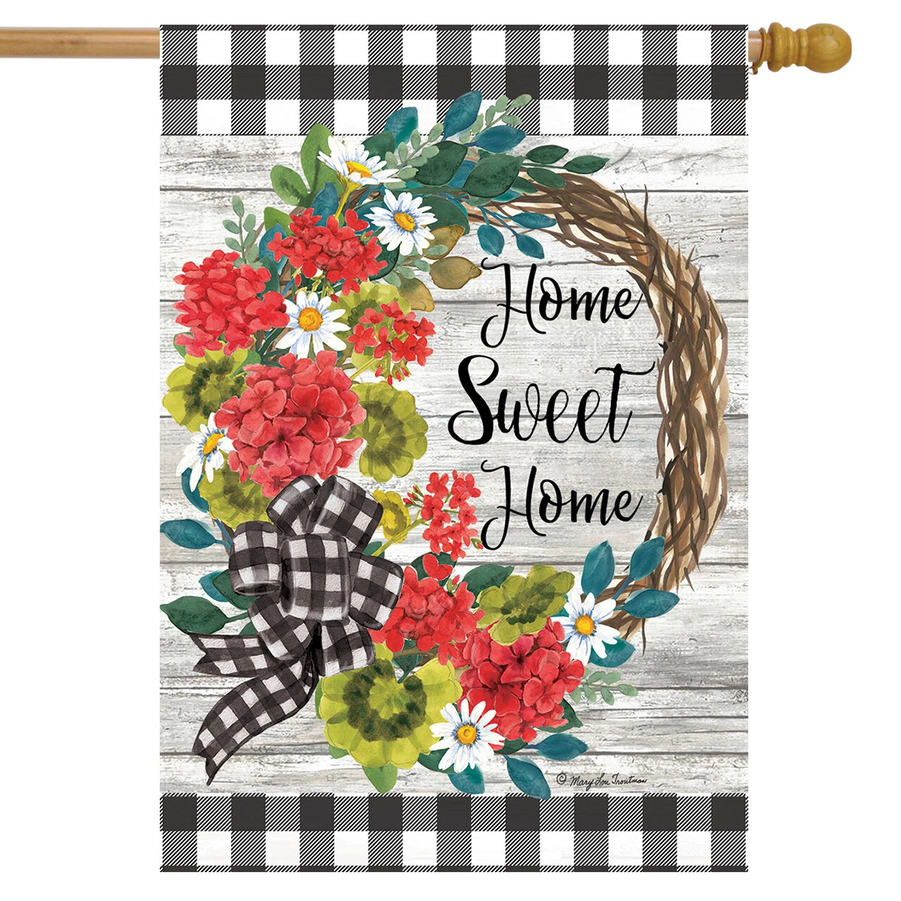 Briarwood Lane Geranium Wreath House Flag