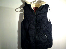 Sugar And Spice Women's Black With White Lining ~vintage~ Puffer Hooded Vest
