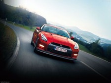 Cars nissan gt r 2015 supercar car godzilar road red 11 Desk Mat Stitched