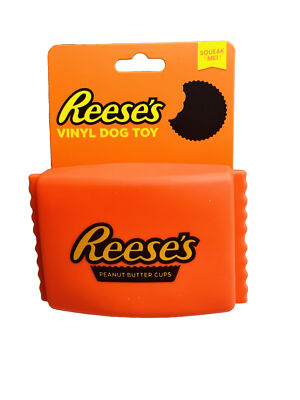 Reese's Peanut Butter Cups Plastic Squishy Orange Dog Toy 5x3