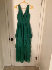 Women "Lace & Mesh" green, sleeveless,V- neck layered long dress. SizeXXS P.O.