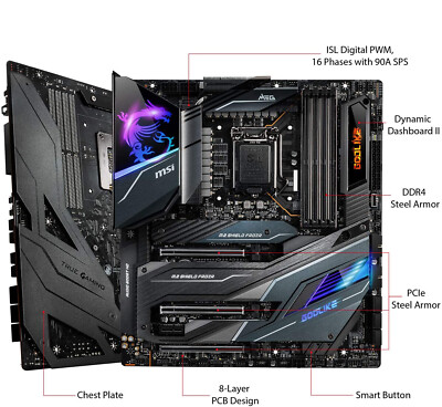 FOR MSI MEG Z490 GODLIKE Computer Motherboard Support CPU 10900F/10900K