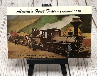Alaska First Excursion Locomotive Train Skagway White Pass Yukon AK Postcard