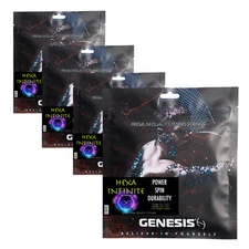 4 SETS GENESIS HEXA INFINITE YELLOW 16G Tennis String Set + CONTROL +SPIN