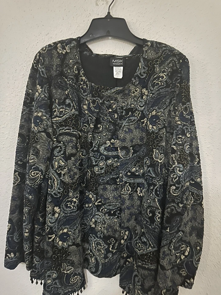 msk women tops 2 pieces beaded multi color 2Xl - Image 3 of 4