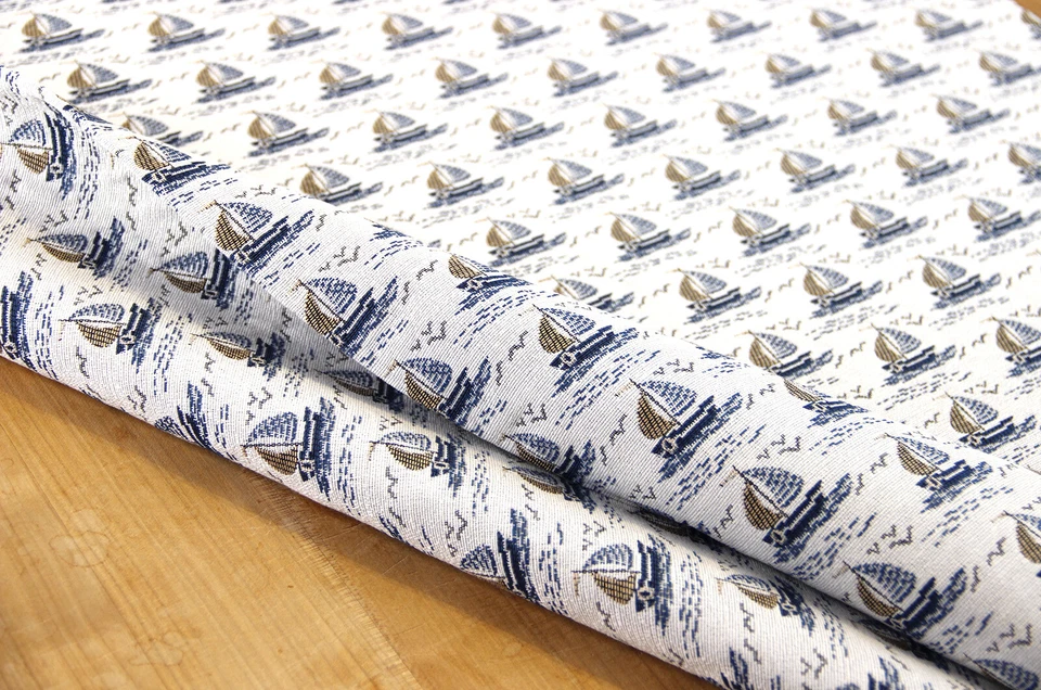 Dekostoff Segelboot Jacquard - Stoff Meterware - Doubleface * 50 cm x 140 cm * - Bild 3 von 4