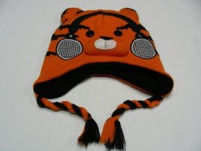 TIGER WITH HEADPHONES - YOUTH SIZE - STOCKING CAP BEANIE HAT