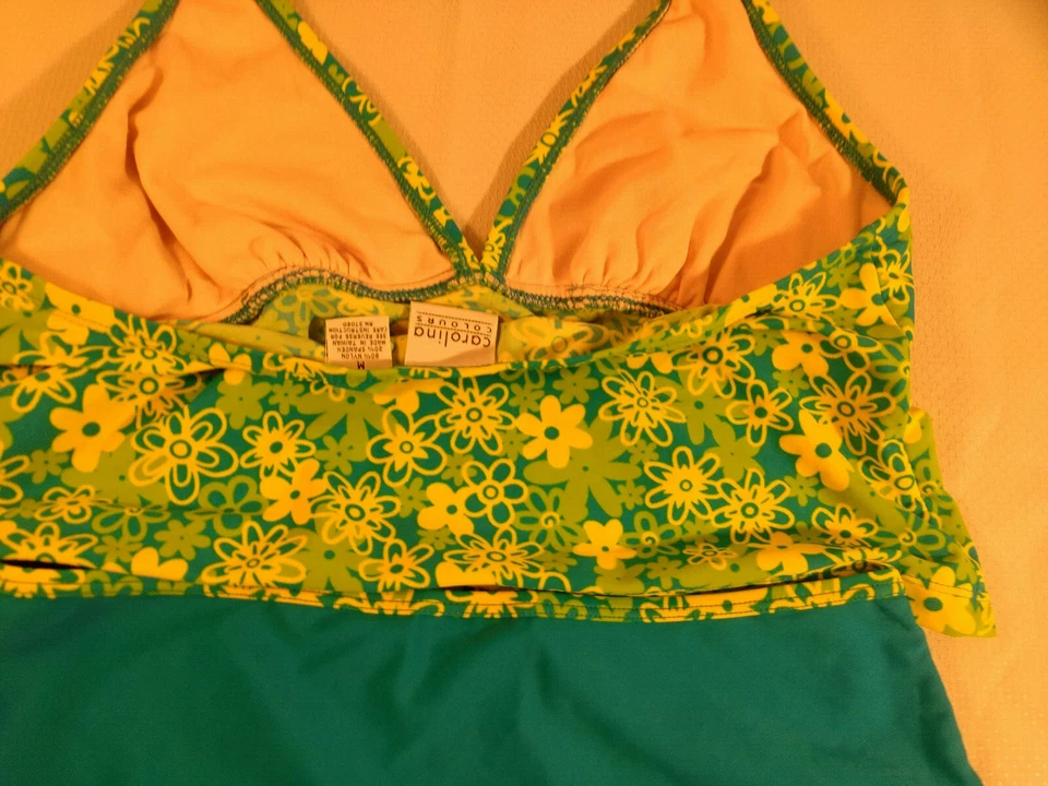 Womens CAROLINA COLOURS 2 Piece Bikini Tankini Bathing Swim Suit Green & Blue M Foto 4 de 4