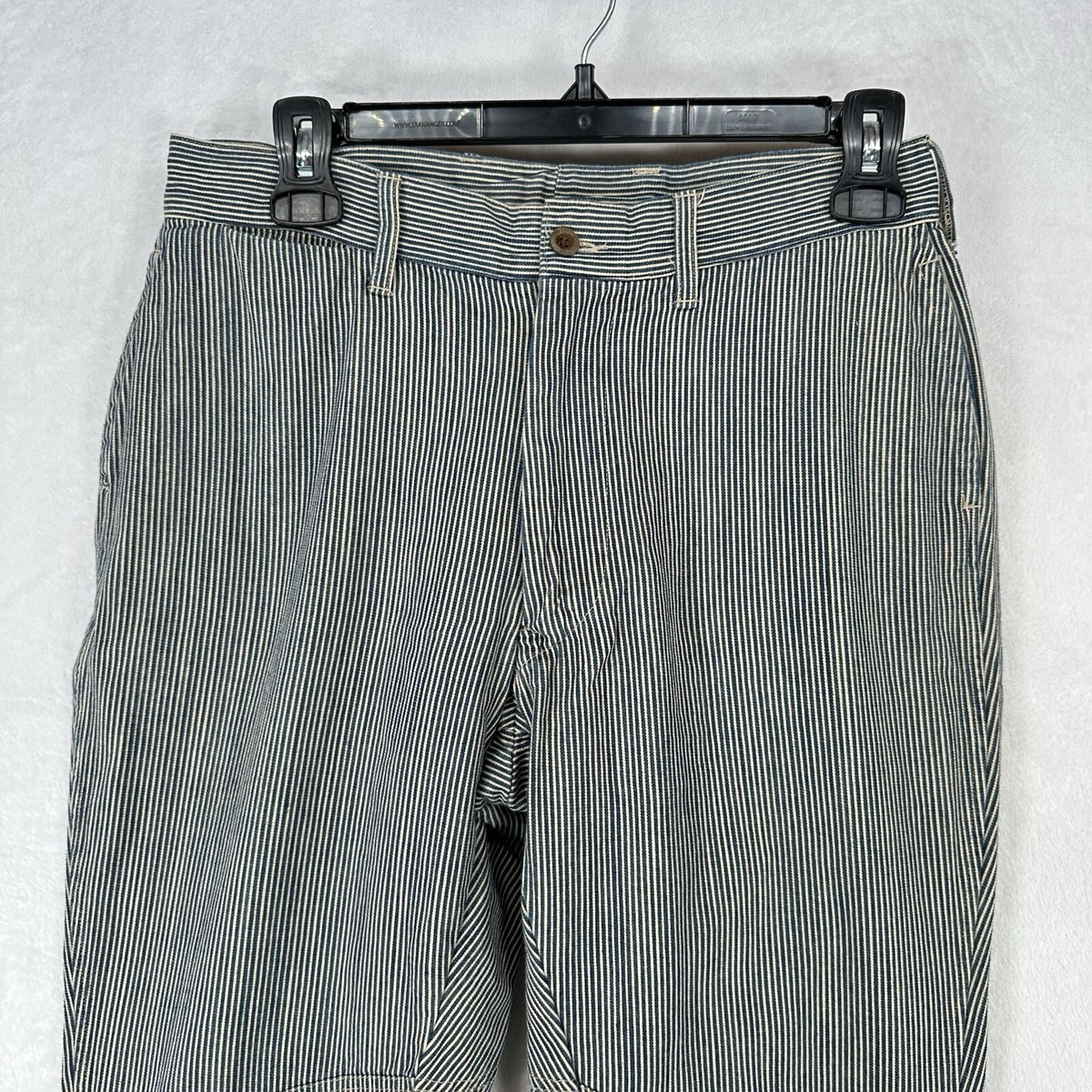 45RPM 45R Pants Womens Size 1 Bakkurii Hickory Stripe Indigo