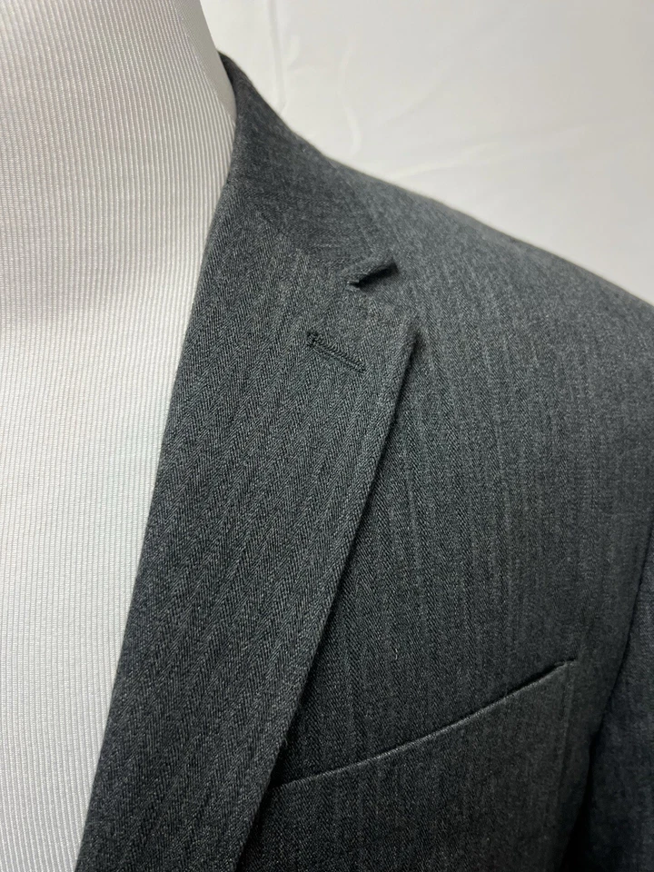 Chaqueta Blazer Perry Ellis Para Hombre XL Calce Ajustado Gris Algodón 2 Botones Sin Construir Foto 4 de 4