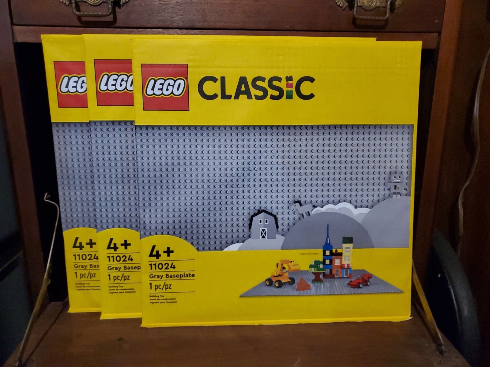 3 - LEGO® Classic Gray Baseplate 11024 [New Toy] Brick 15" × 15" LARGE