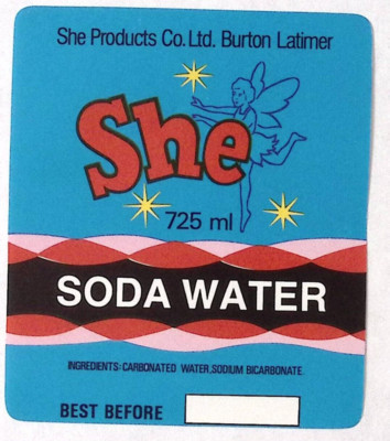 1940s She Soda Water Carbonated Soft Drink Paper Label Fairy  4''H LOT OF 2