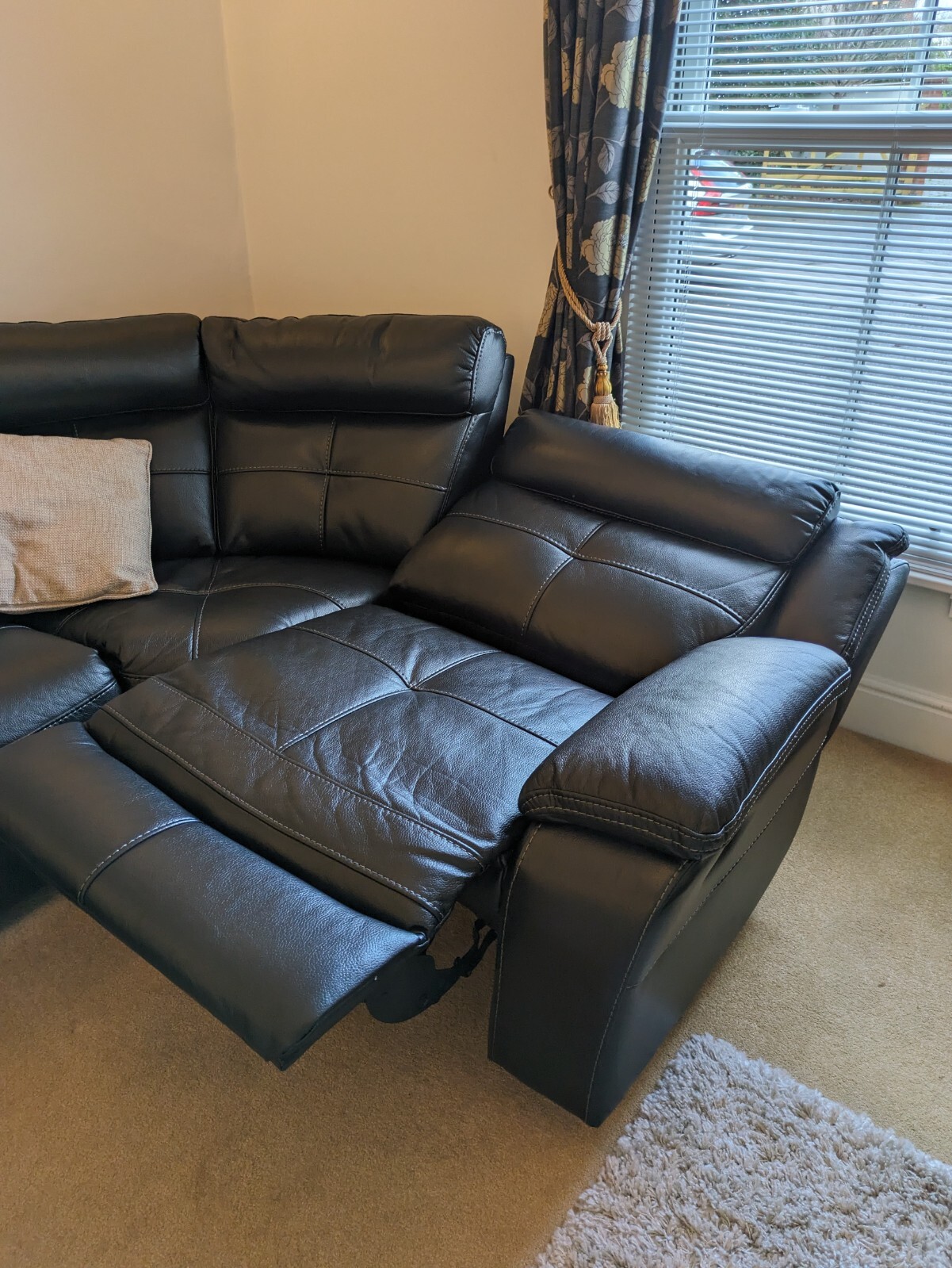 Used Black Corner Double Recliner Sofa Leatherette 4 Seater Langdale eBay