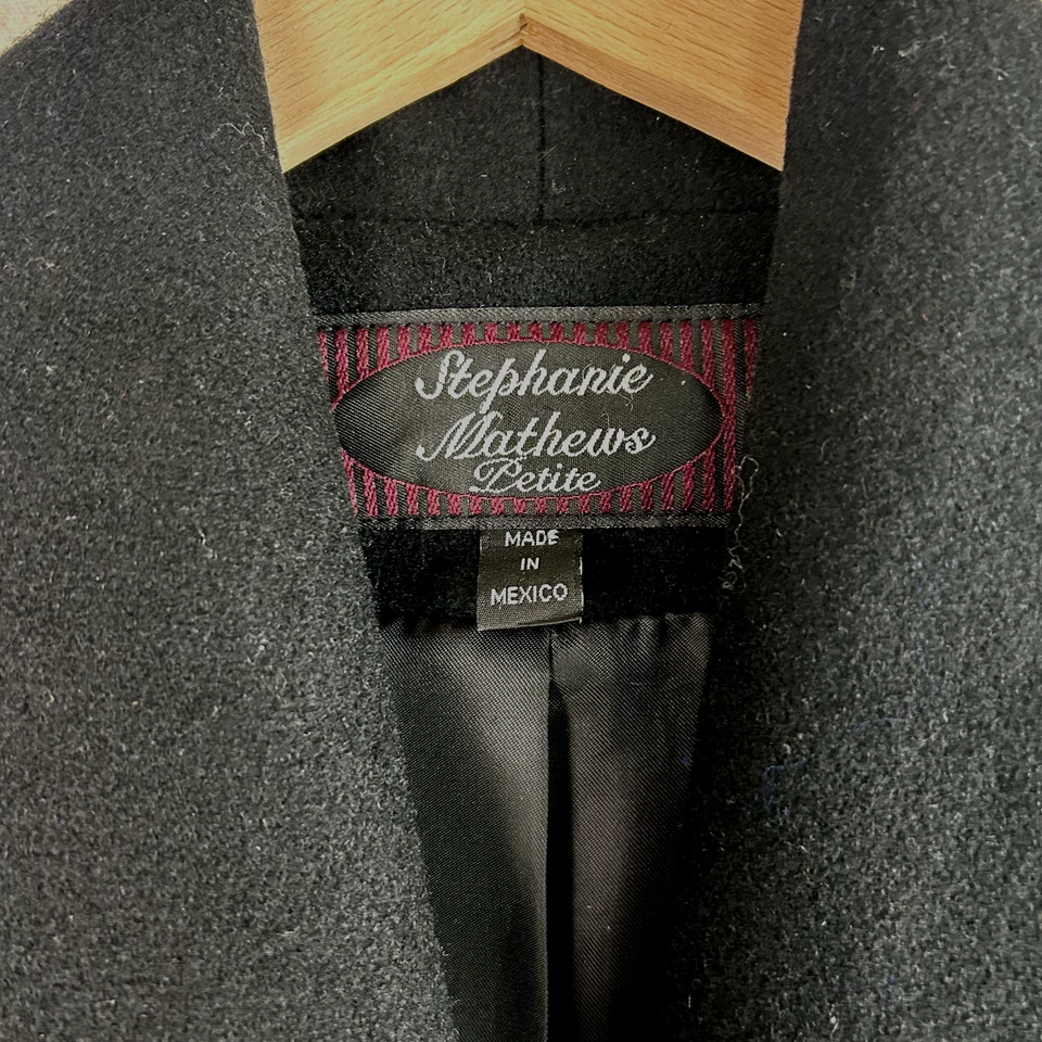 Abrigo de Colección Stephanie Mathews Mujer Negro 100% Lana Talla 14 Petite Long Line Foto 3 de 4