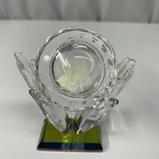 SACRED HEART OF MARY REFLECTION CUT  & PRESSED GLASS  PRAYING HANDS PAPERWEIGHT