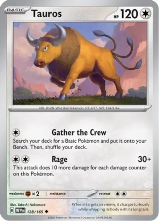 Tauros - 128/165 - Uncommon (Near Mint) Scarlet & Violet - 151 - Colorless Pokém
