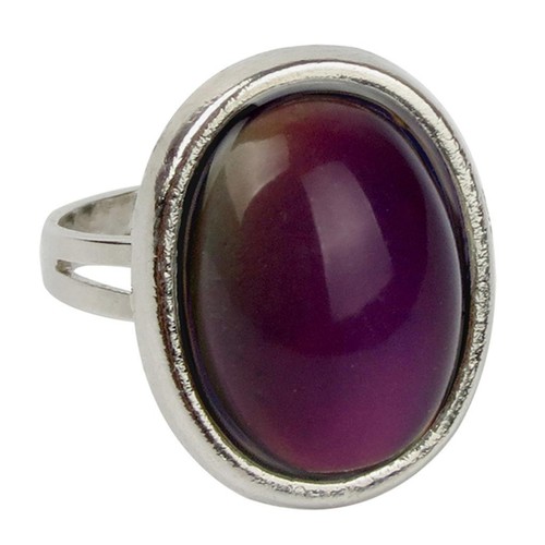 Neue vintage silber ovale Stimmung Ring Emotion Gefühl Farbe ändern sich - Picture 3 of 6