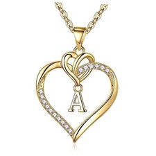 Christmas Gifts for Women Teen Girls - Heart Initial Necklaces for Gold A.