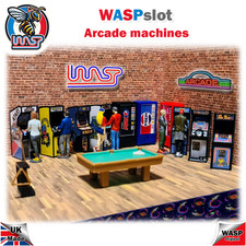 Arcade Automaten & Figuren - Maßstab 1:32, Landschaft, Slotcar, Retro Spiel, WASP