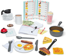 Melissa Doug Star Diner Restaurant 41-Piece Play Set with Toy Food, Cookware