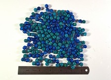 Swirled Glossy Blue and Green Handmade Glass Beads 7mm for Jewelry Making