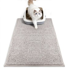 Pieviev Chenille Cat Litter Mat for Box, 28"x22" L-28''X20'', Grey
