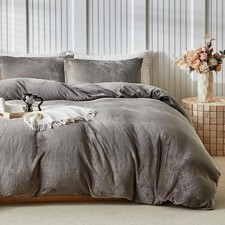 Khaki Velvet Duvet Cover Set Super King Size, Luxury Milk Velvet Bedding Duvet