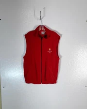 Vtg 2002 Olympics Men's Vest Winter Salt Lake City Utah Red Fleece Full Zip L