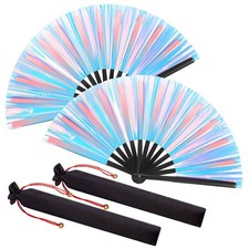 Maitys Large Rave Fan Folding Handheld Fans 13'' Clap Fans for Line Dancing Clac