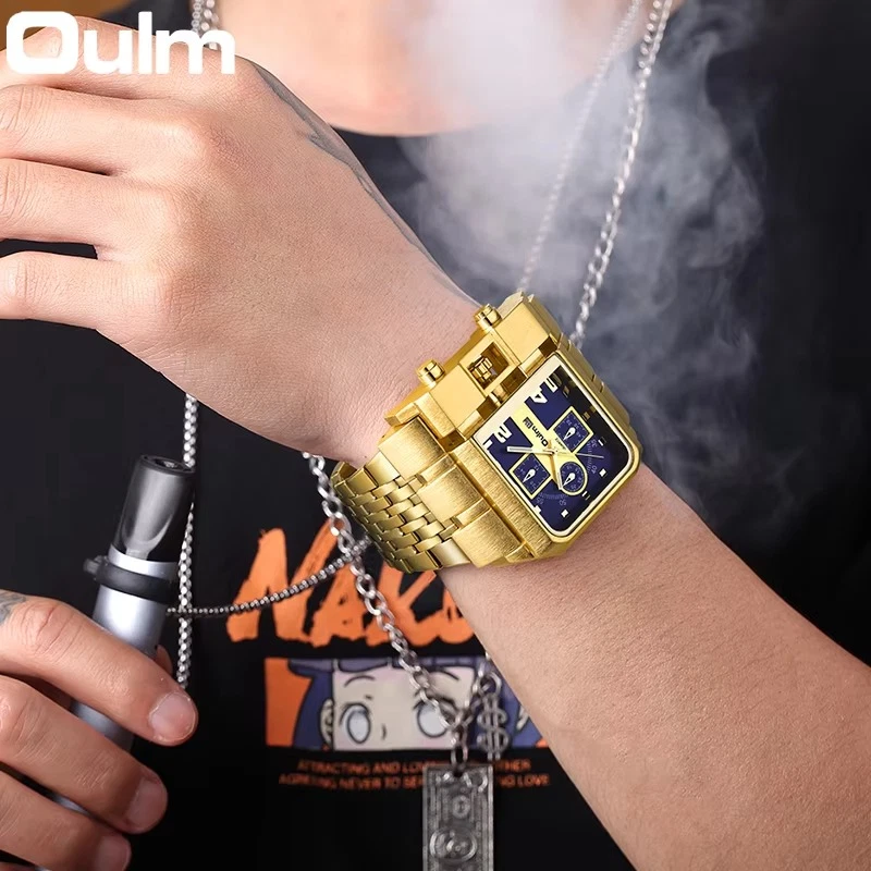 Oulm 3364 Quartz Watch for Men Luxury Business Auto Date Stainless Steel - Image 3 of 4