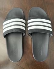 Adidas Adilette Men's Slide Sandals Black/White Striped Synthetic US 10