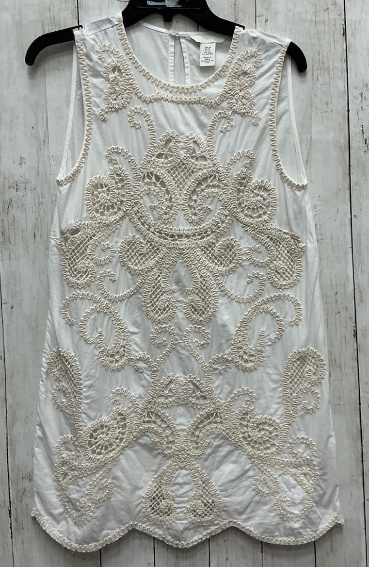 H&M Cream Embroidered Sleeveless Dress Size XS 0429–210
