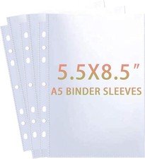 30 Pack 60 Pockets 5.5x8.5 Sheet Protector Sleeves for 6 Ring A5 Binder, A5