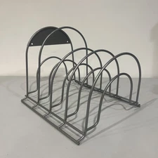 Rubbermaid 4 Tier Heavy-Duty Pot Pan Organizer Rack Cookware Lids Holder Gray.