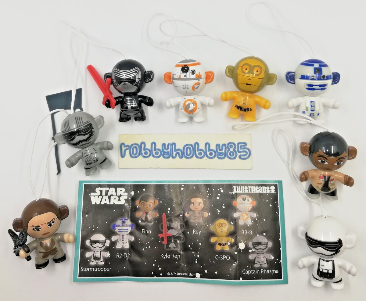 SERIE COMPLETE STAR WARS TWISTHEADS AVEC 8 BPZ KINDER JOY RUSSIE