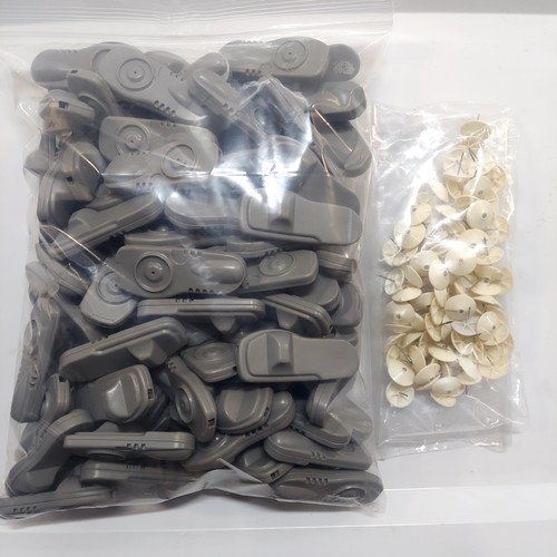 Lot of 100 EAS Security Retail HARD TAGS WITH PINS Clothing Sensors - Grey